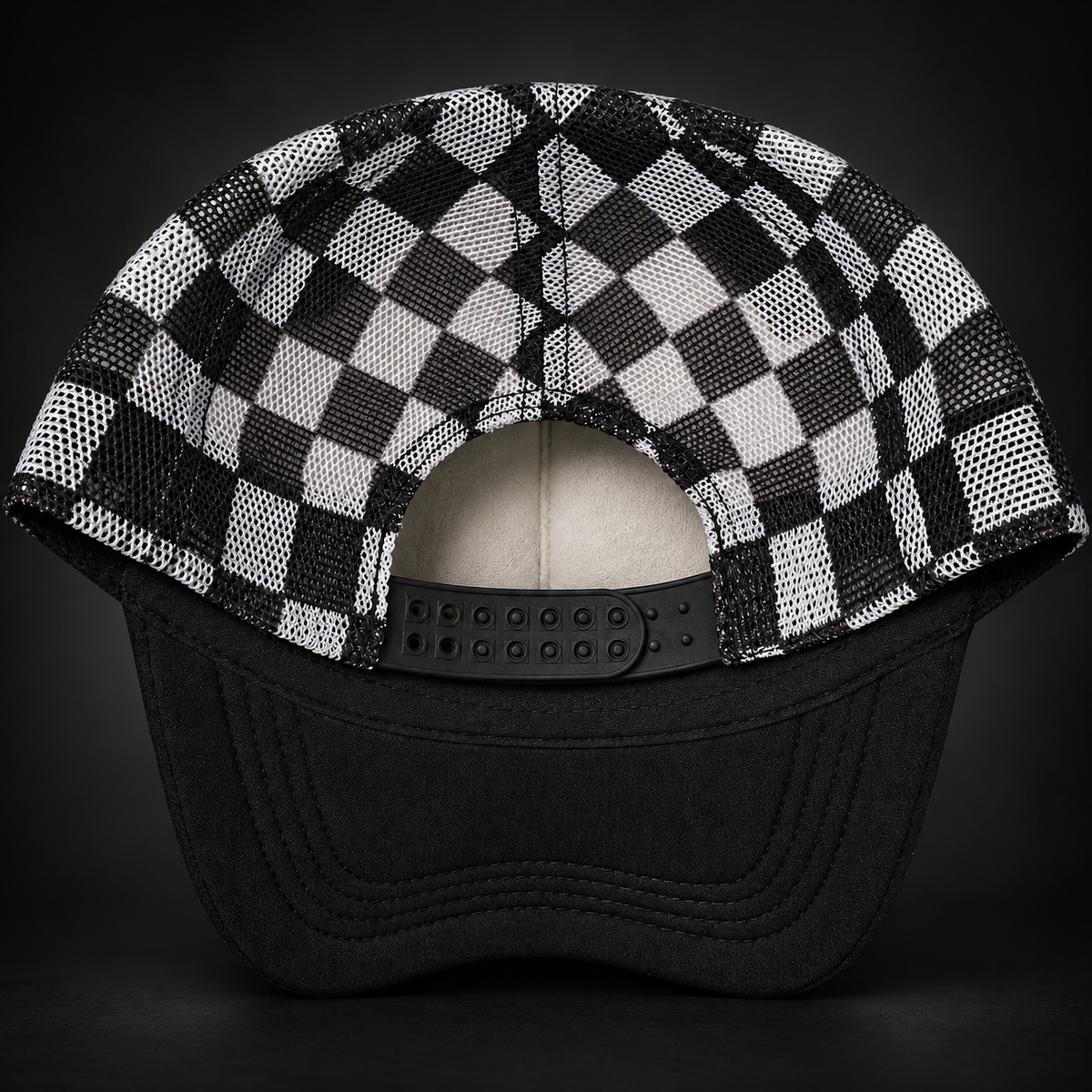 Women’s RDG Checkered Panel High Crown Foam Truck Hat Description