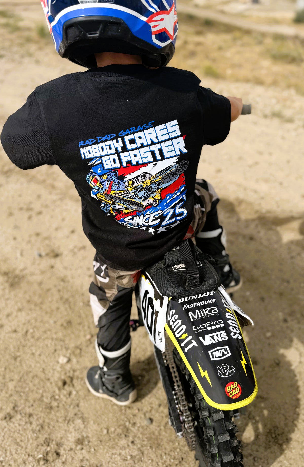 Kids' "Nobody Cares, Go Faster" Black Oversized Tee