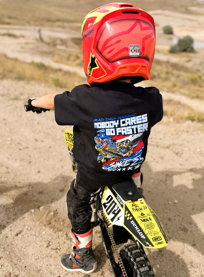 Kids' "Nobody Cares, Go Faster" Black Oversized Tee