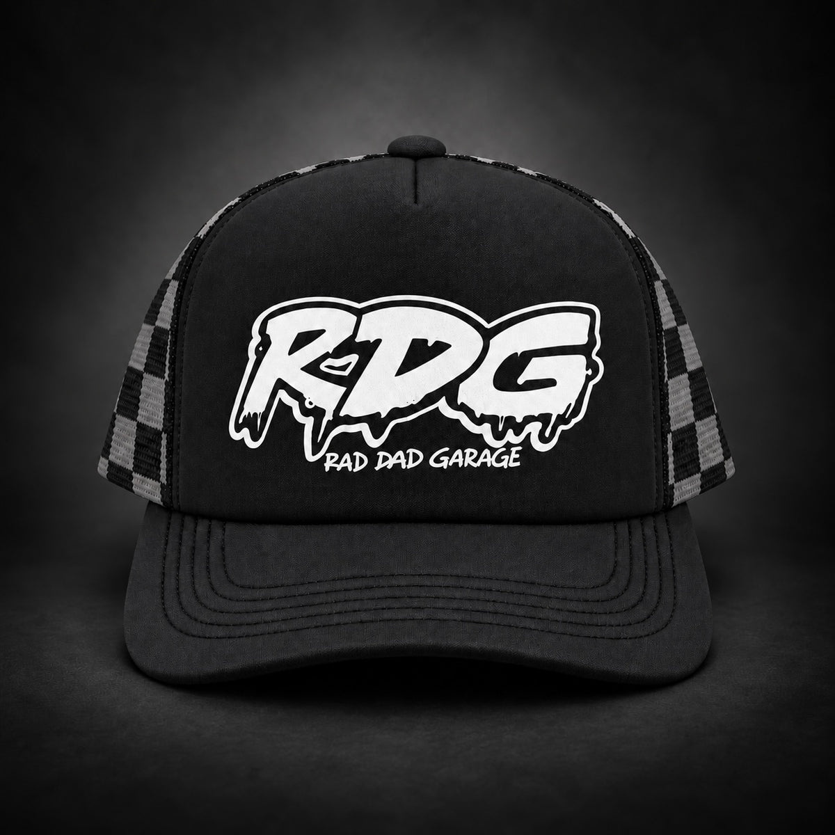 Women’s RDG Checkered Panel High Crown Foam Truck Hat Description