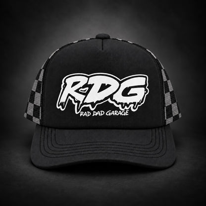 Women’s RDG Checkered Panel High Crown Foam Truck Hat Description