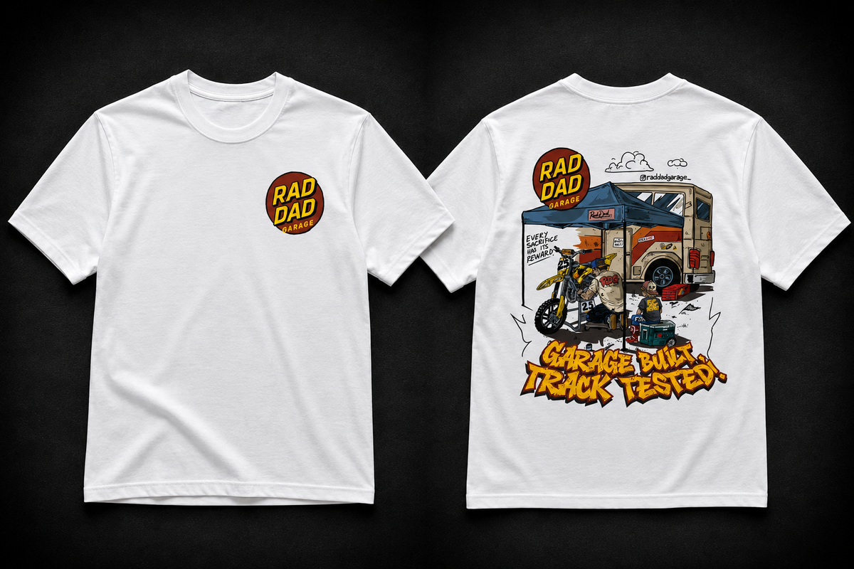 Kid's "Garage Built, Track Tested" White Oversized Tee