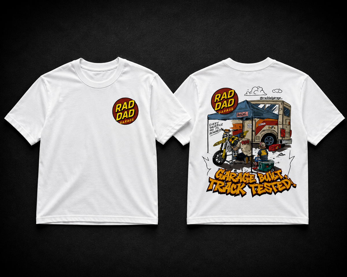 Women's "Garage Built, Track Tested"  White Boxy Tee