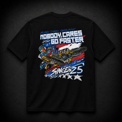 Men's "Nobody Cares, Go Faster" Black Oversized Box Tee