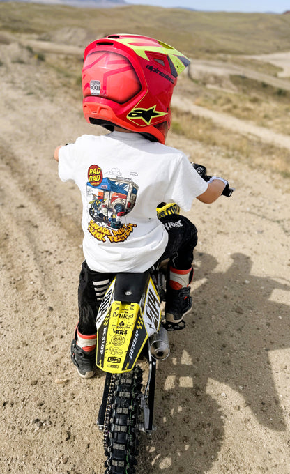 Kid's "Garage Built, Track Tested" White Oversized Tee